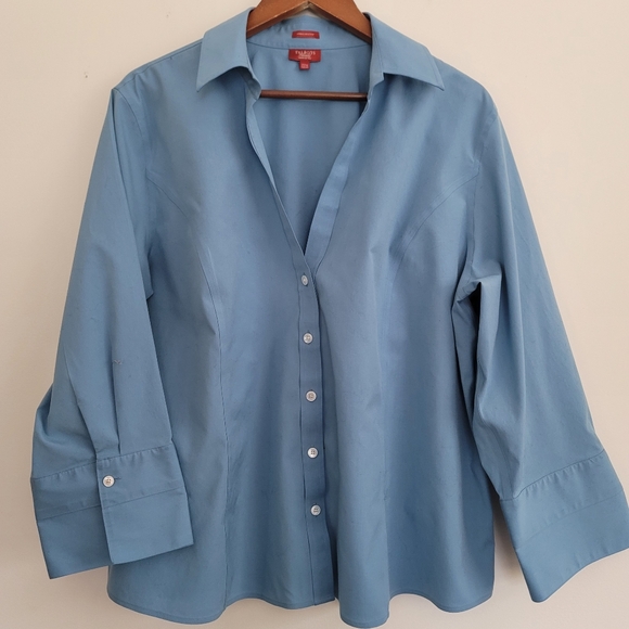 Talbots Tops - Talbots Haberdashery Blue Wrinkle Resistant Button Up Top Shirt Size 22 Petite